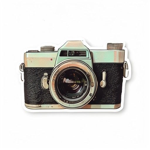 AI Retro sticker example: a vintage camera